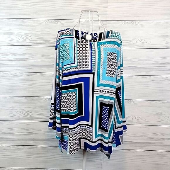 JM Collection geometric print tunic blouse Size XL - Picture 1 of 12